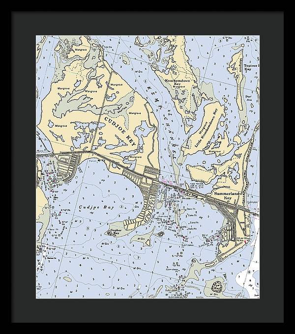 Cudjoe Summerland Keys-florida Nautical Chart - Framed Print