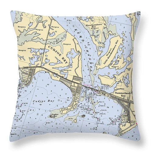 Cudjoe Summerland Keys-florida Nautical Chart - Throw Pillow