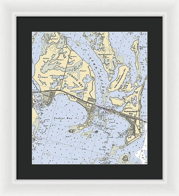 Cudjoe Summerland Keys-florida Nautical Chart - Framed Print