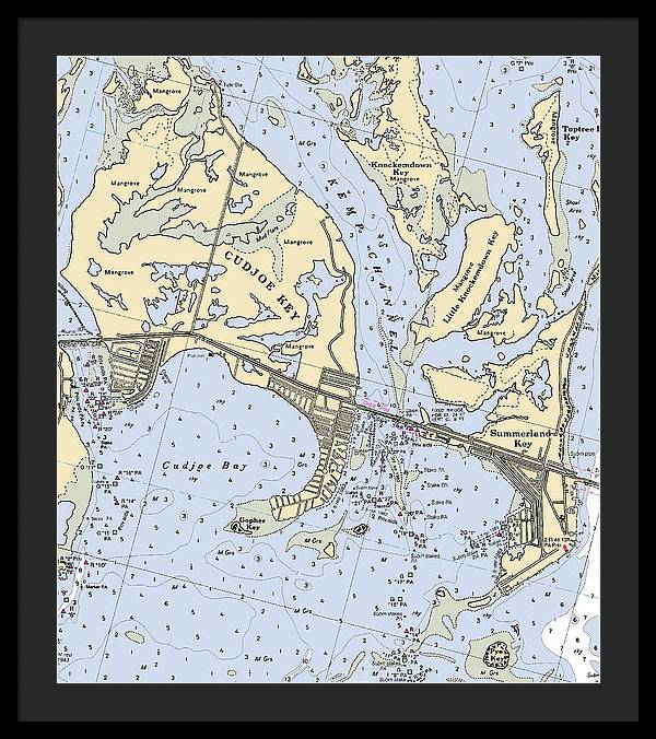 Cudjoe Summerland Keys-florida Nautical Chart - Framed Print