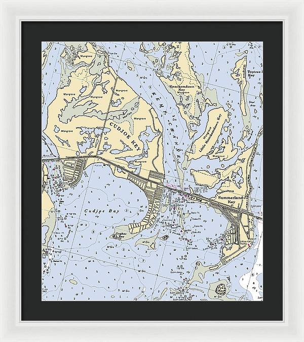 Cudjoe Summerland Keys-florida Nautical Chart - Framed Print