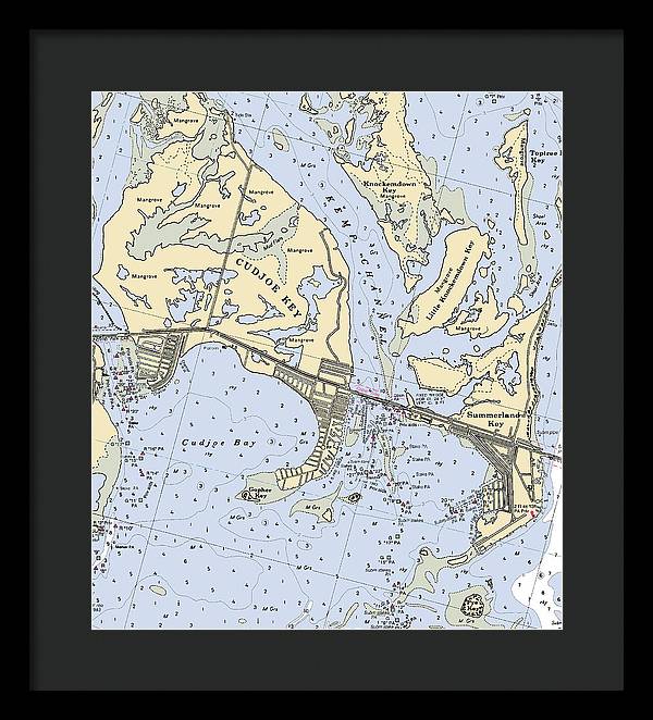 Cudjoe Summerland Keys-florida Nautical Chart - Framed Print