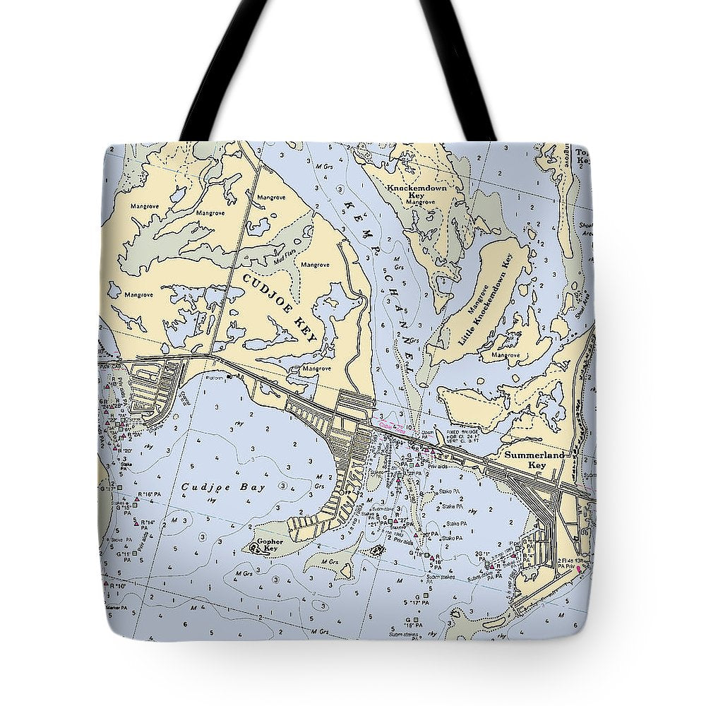 Cudjoe Summerland Keys-florida Nautical Chart - Tote Bag