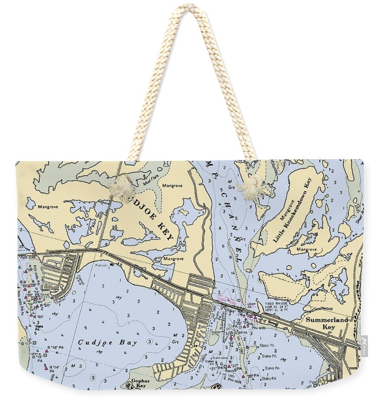 Cudjoe Summerland Keys-florida Nautical Chart - Weekender Tote Bag