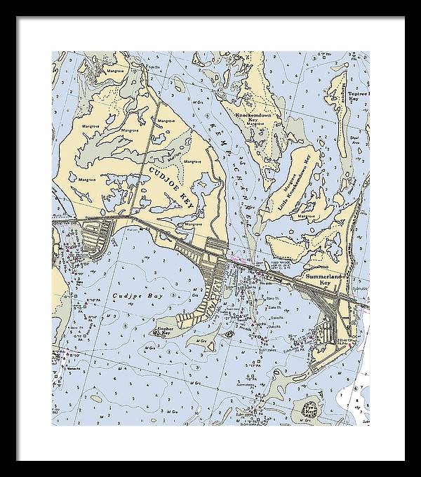 Cudjoe Summerland Keys-florida Nautical Chart - Framed Print