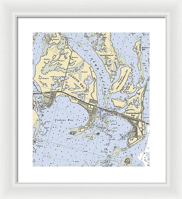 Cudjoe Summerland Keys-florida Nautical Chart - Framed Print