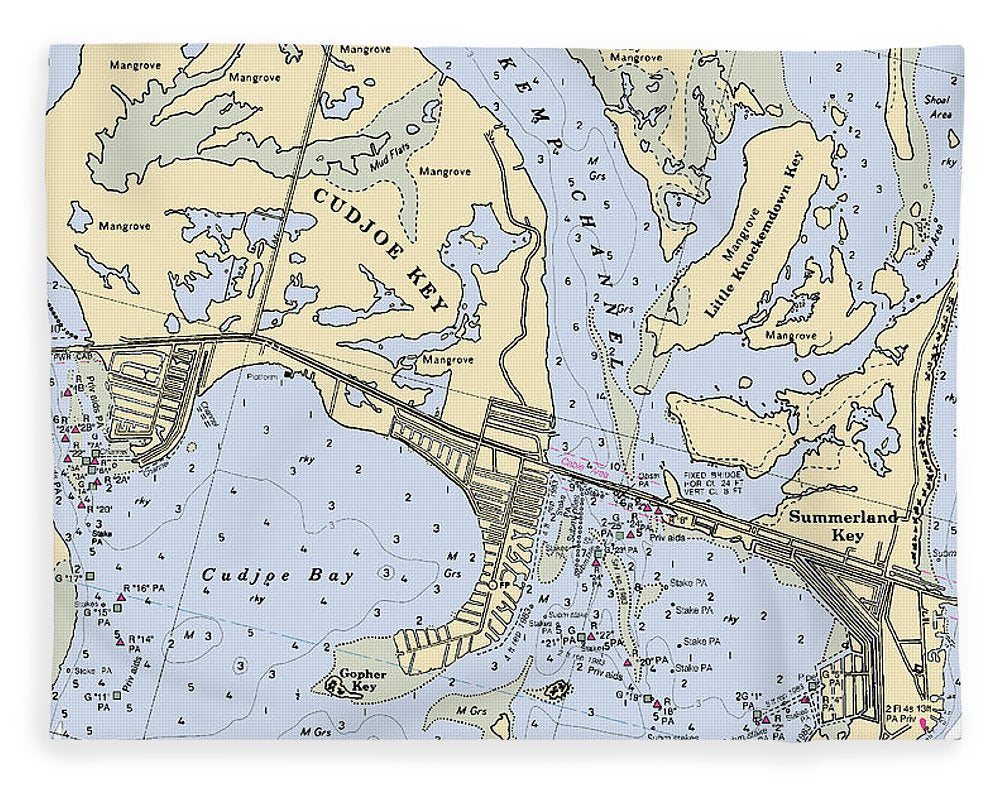 Cudjoe Summerland Keys-florida Nautical Chart - Blanket