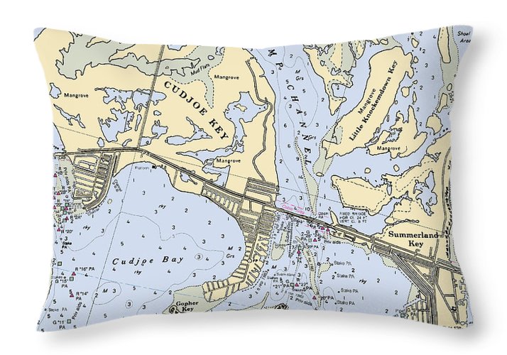 Cudjoe Summerland Keys-florida Nautical Chart - Throw Pillow