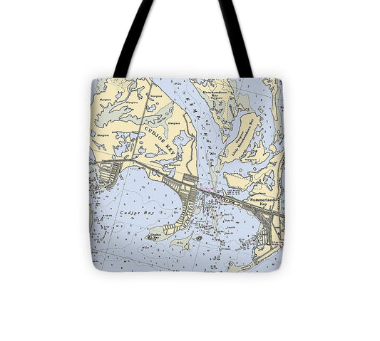 Cudjoe Summerland Keys Florida Nautical Chart Tote Bag