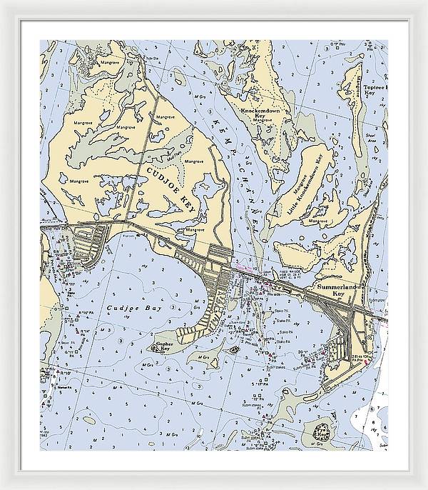 Cudjoe Summerland Keys-florida Nautical Chart - Framed Print