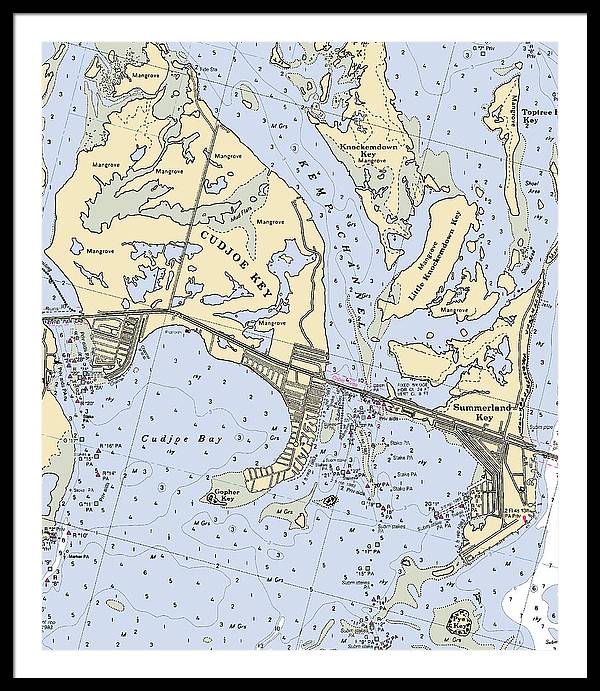 Cudjoe Summerland Keys-florida Nautical Chart - Framed Print