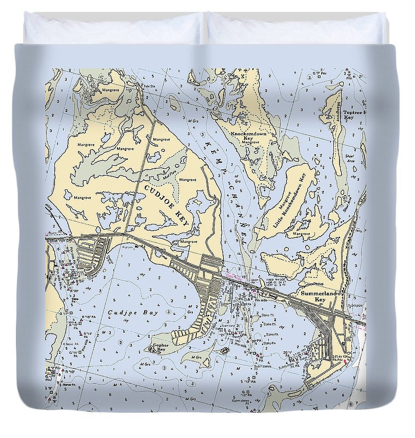 Cudjoe Summerland Keys Florida Nautical Chart Duvet Cover