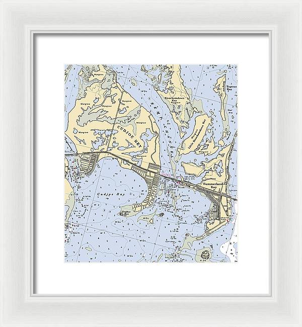 Cudjoe Summerland Keys-florida Nautical Chart - Framed Print