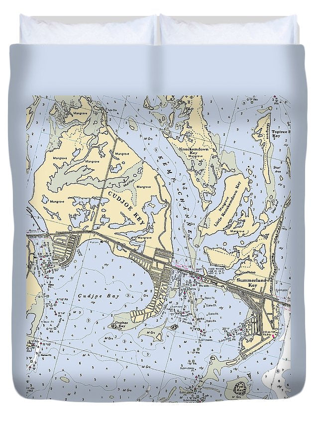 Cudjoe Summerland Keys-florida Nautical Chart - Duvet Cover