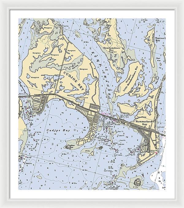 Cudjoe Summerland Keys-florida Nautical Chart - Framed Print