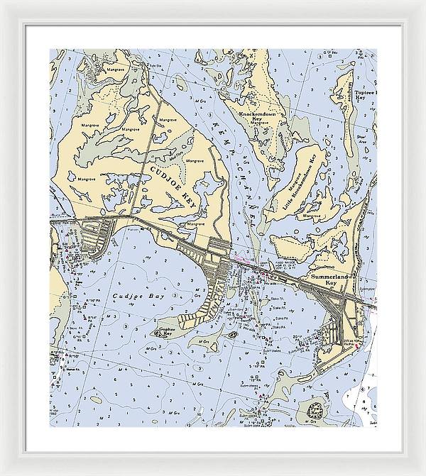 Cudjoe Summerland Keys-florida Nautical Chart - Framed Print