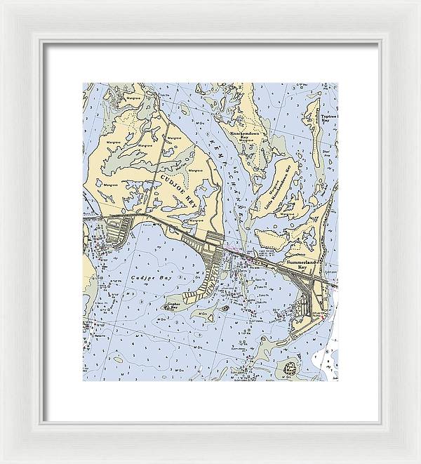 Cudjoe Summerland Keys-florida Nautical Chart - Framed Print