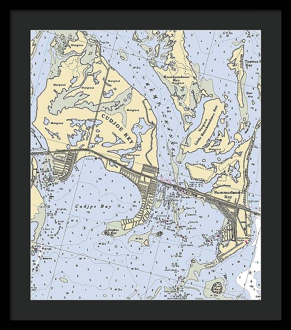 Cudjoe Summerland Keys-florida Nautical Chart - Framed Print