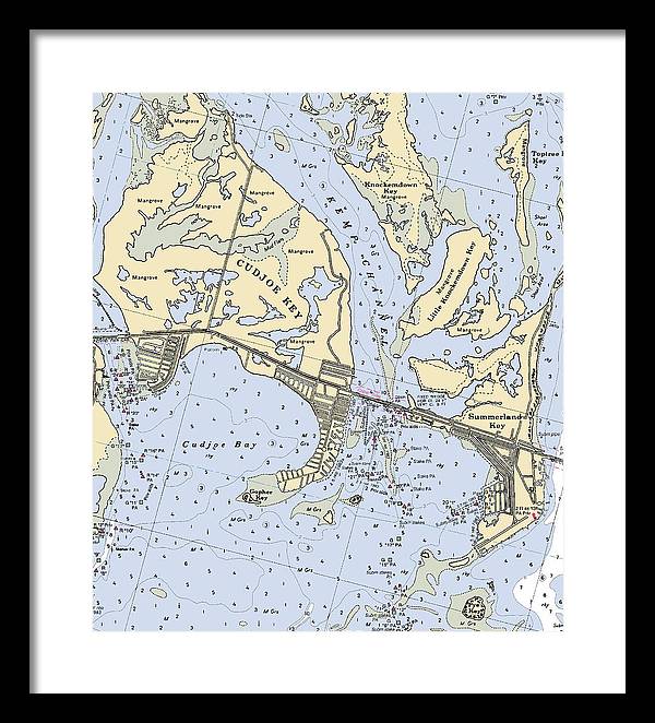 Cudjoe Summerland Keys-florida Nautical Chart - Framed Print