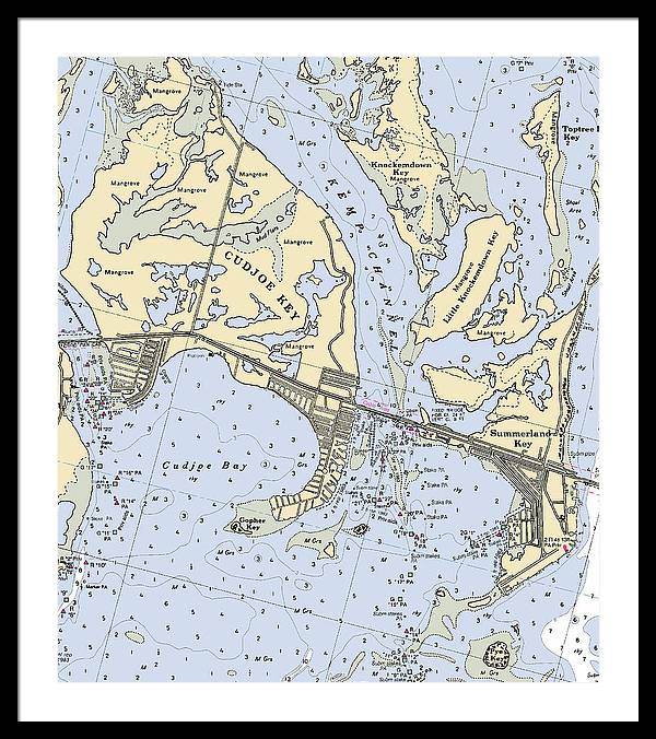 Cudjoe Summerland Keys-florida Nautical Chart - Framed Print