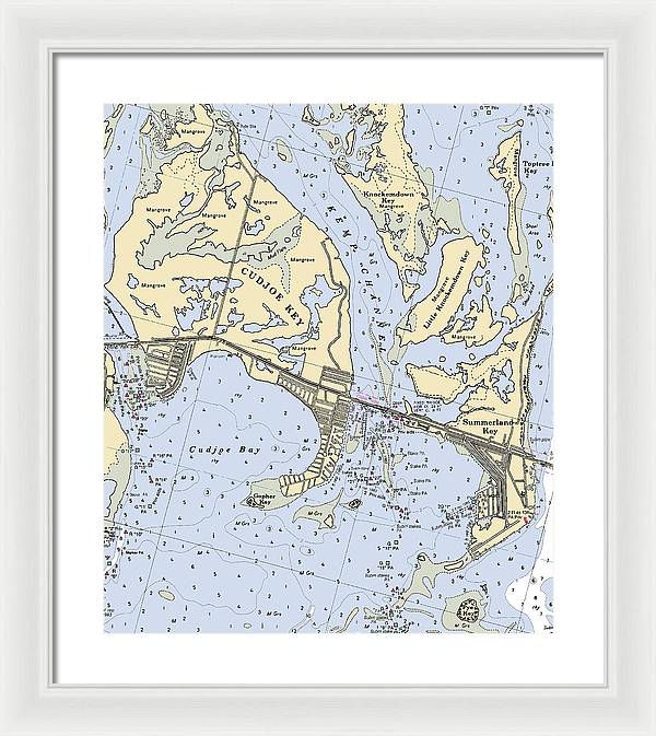 Cudjoe Summerland Keys-florida Nautical Chart - Framed Print