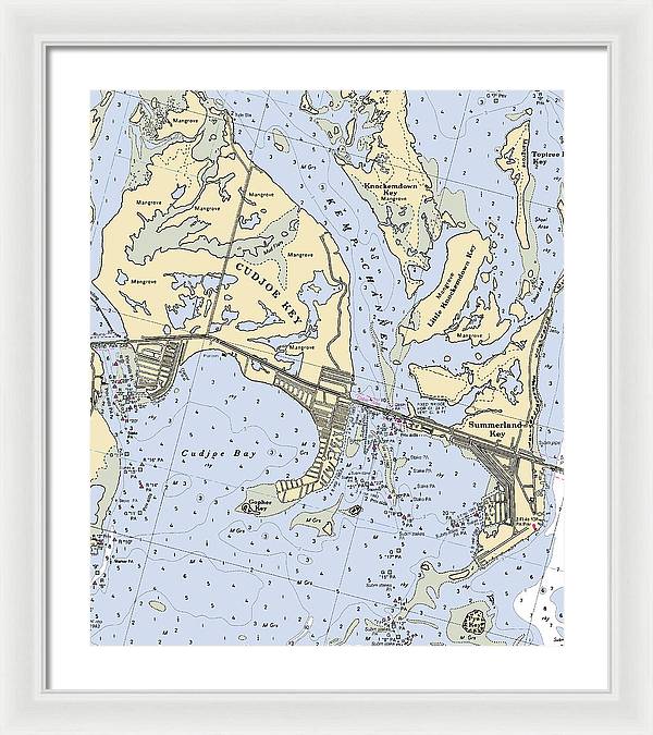 Cudjoe Summerland Keys-florida Nautical Chart - Framed Print