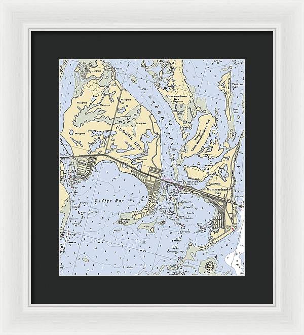 Cudjoe Summerland Keys-florida Nautical Chart - Framed Print