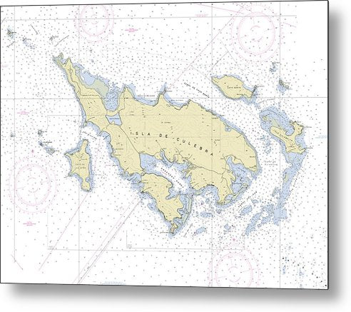 A beuatiful Metal Print of the Culebra Puerto Rico Nautical Chart - Metal Print by SeaKoast.  100% Guarenteed!