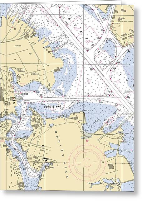 Curtis Bay-maryland Nautical Chart - Greeting Card