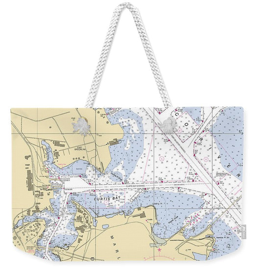 Curtis Bay-maryland Nautical Chart - Weekender Tote Bag