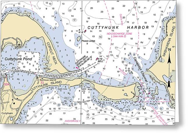 Cuttyhunk Harbor-massachusetts Nautical Chart - Greeting Card