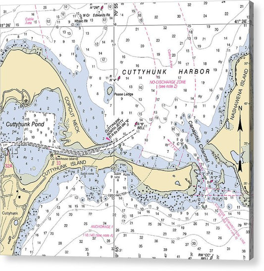 Cuttyhunk Harbor-Massachusetts Nautical Chart  Acrylic Print