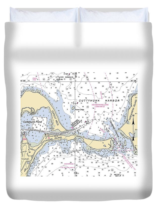Cuttyhunk Harbor-massachusetts Nautical Chart - Duvet Cover