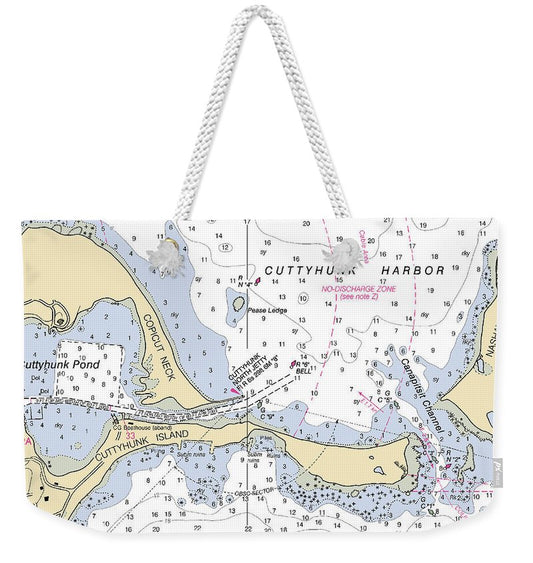 Cuttyhunk Harbor-massachusetts Nautical Chart - Weekender Tote Bag