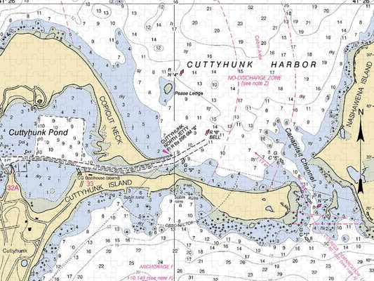 Cuttyhunk Harbor Massachusetts Nautical Chart Puzzle