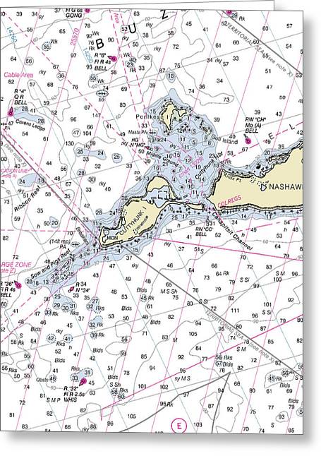 Cuttyhunk Massachusetts Nautical Chart - Greeting Card