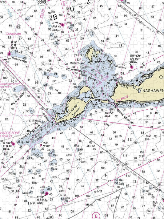Cuttyhunk Massachusetts Nautical Chart Puzzle