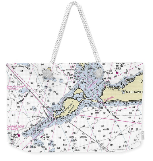 Cuttyhunk Massachusetts Nautical Chart - Weekender Tote Bag