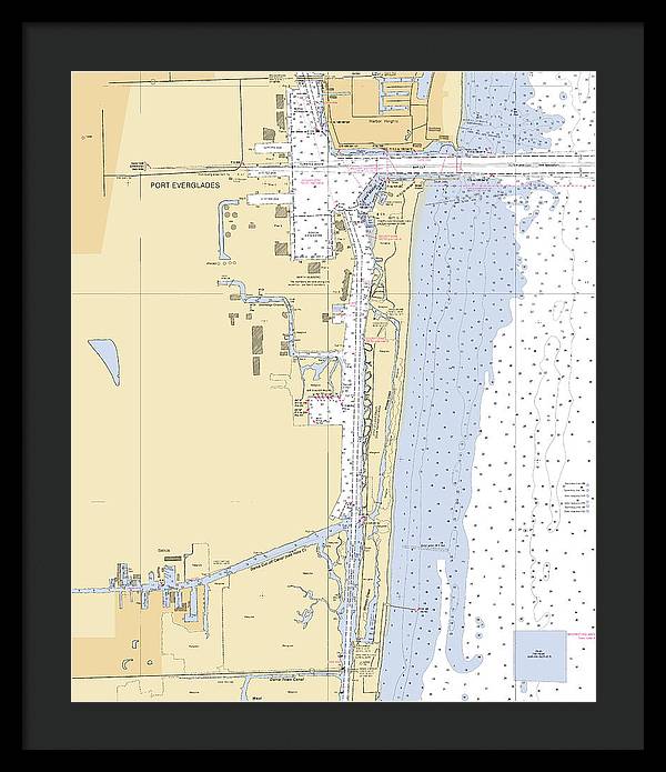 Dania-beach -florida Nautical Chart _v6 - Framed Print