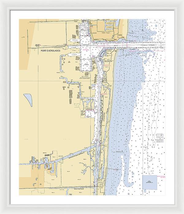 Dania-beach -florida Nautical Chart _v6 - Framed Print