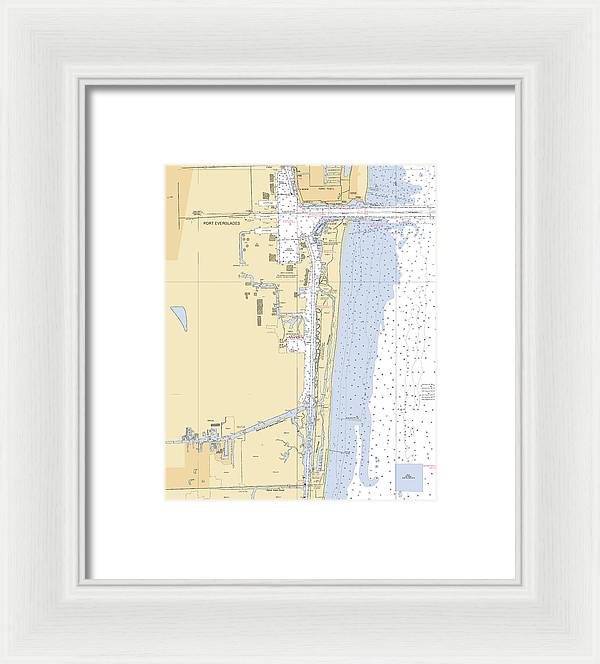 Dania-beach -florida Nautical Chart _v6 - Framed Print