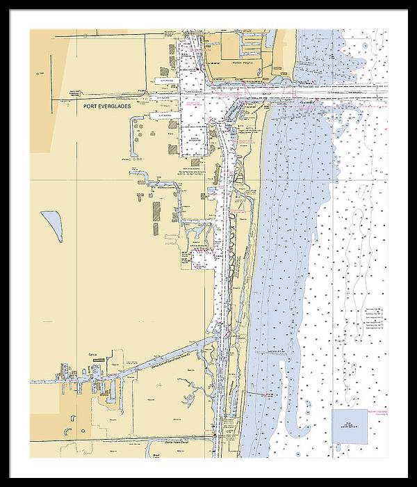 Dania-beach -florida Nautical Chart _v6 - Framed Print