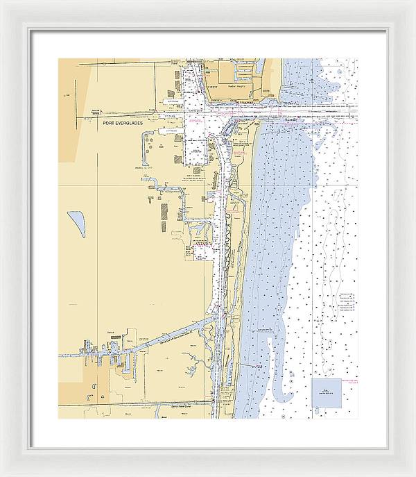 Dania-beach -florida Nautical Chart _v6 - Framed Print