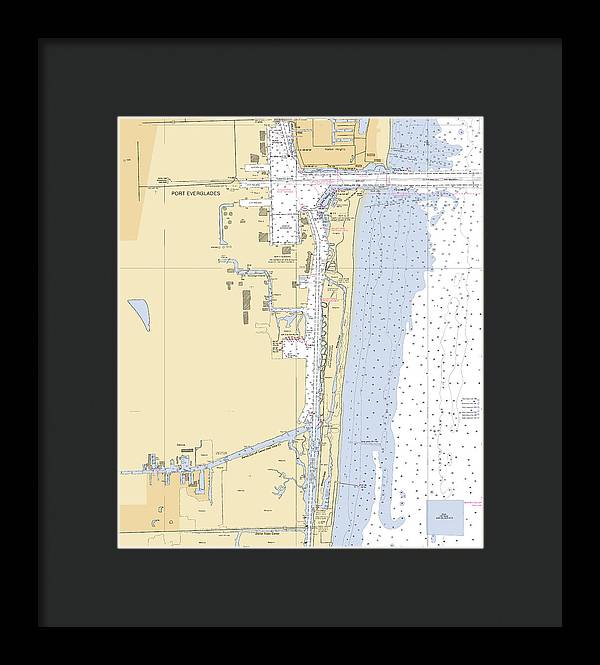 Dania-beach -florida Nautical Chart _v6 - Framed Print