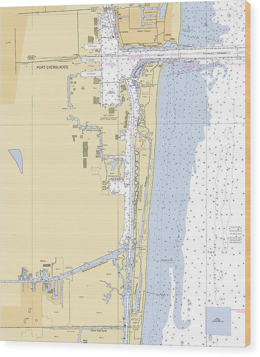 Dania-Beach -Florida Nautical Chart _V6 Wood Print