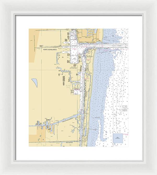 Dania-beach -florida Nautical Chart _v6 - Framed Print