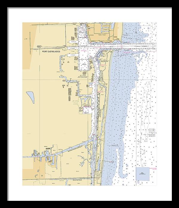 Dania-beach -florida Nautical Chart _v6 - Framed Print