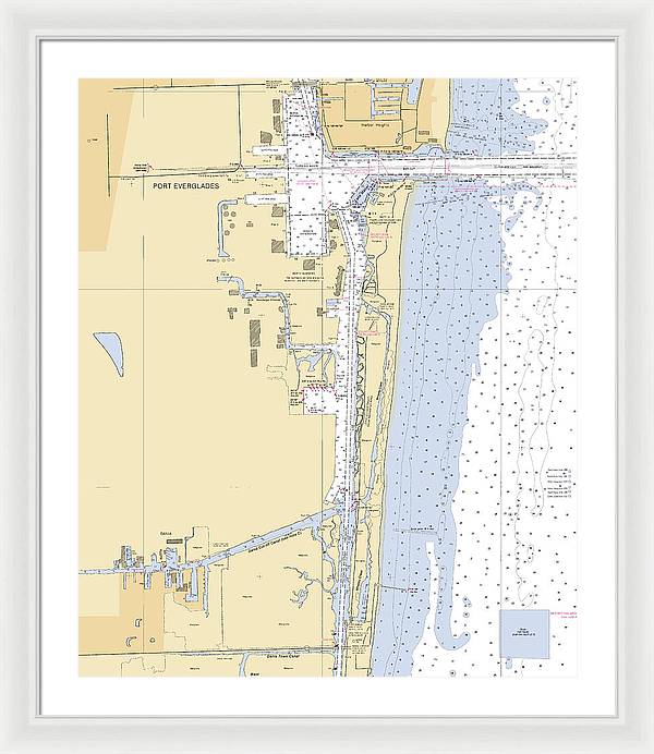 Dania-beach -florida Nautical Chart _v6 - Framed Print