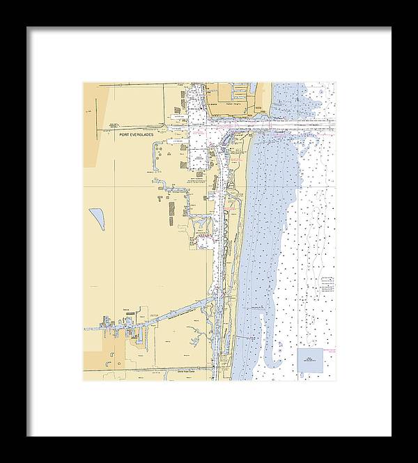 Dania-beach -florida Nautical Chart _v6 - Framed Print