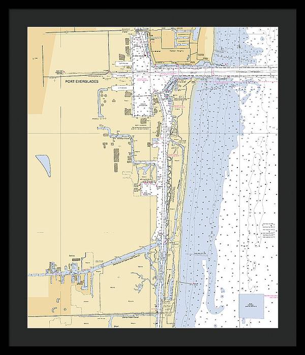 Dania-beach -florida Nautical Chart _v6 - Framed Print